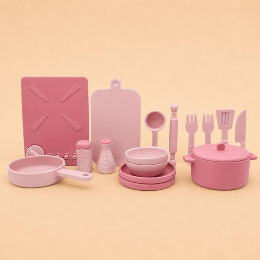 Little Beaver Mini Chef Cooking Set | Pretend Play Kitchen Set - Pink