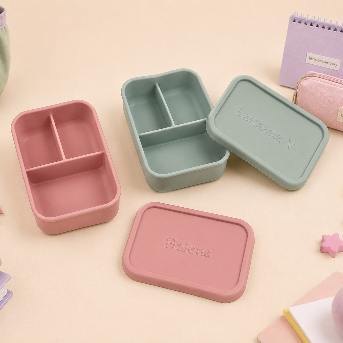 Silicone Divided Lunch Box – Pink