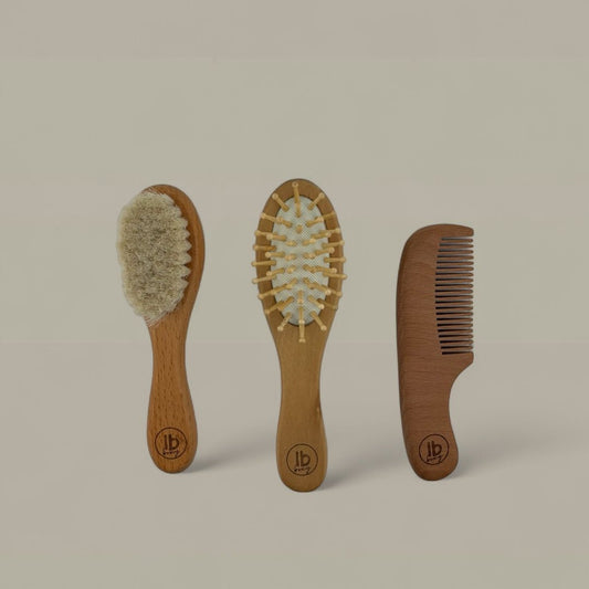 Little Beaver Baby Hair Brush Set | Natural Bristle Brush & Wooden Comb