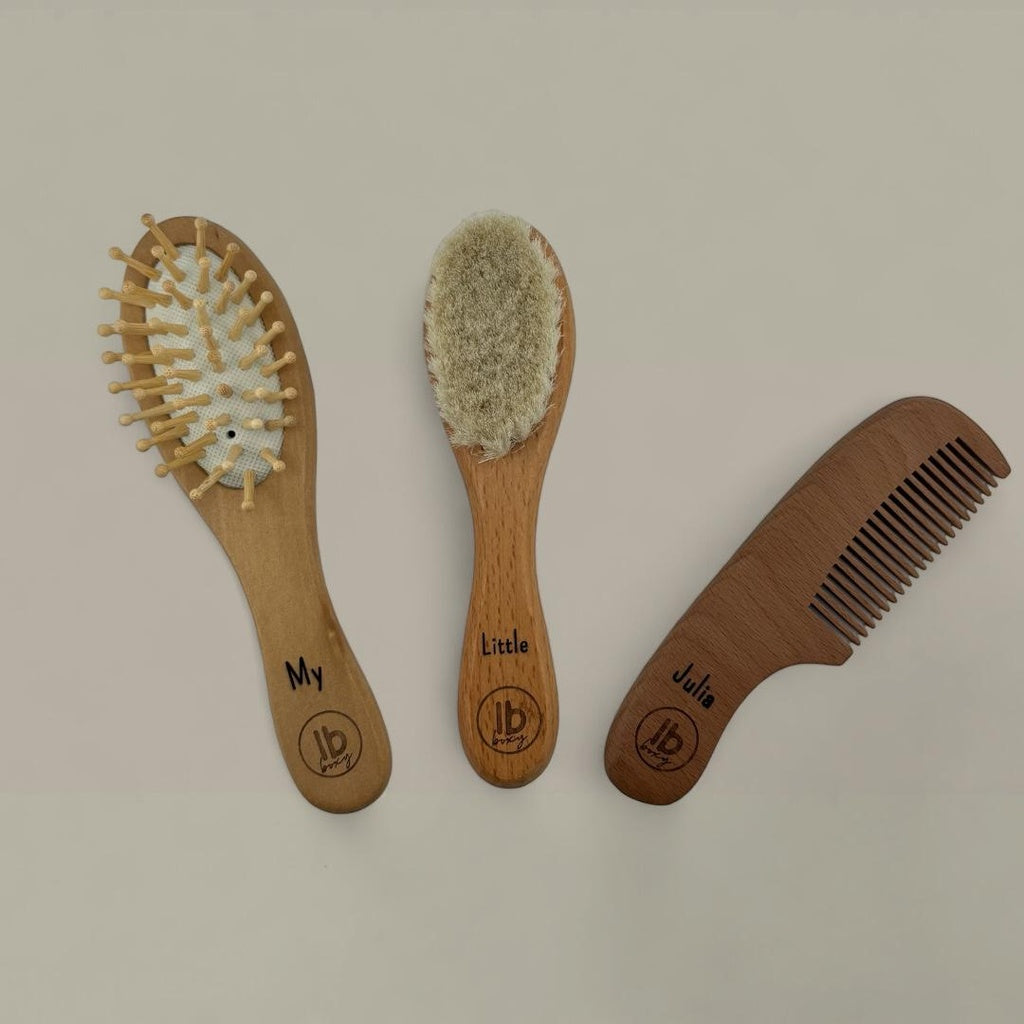 Little Beaver Baby Hair Brush Set | Natural Bristle Brush & Wooden Comb